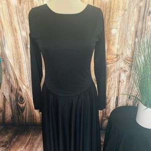 Black, long sleeve, ankle length dress, XL.